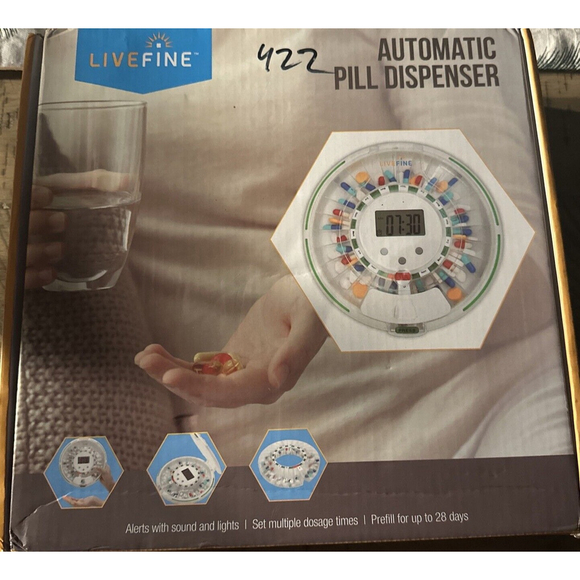 LiveFine Automatic Pill Dispenser Alerts w/Sounds & Lights 28 Days Medication - Picture 1 of 4